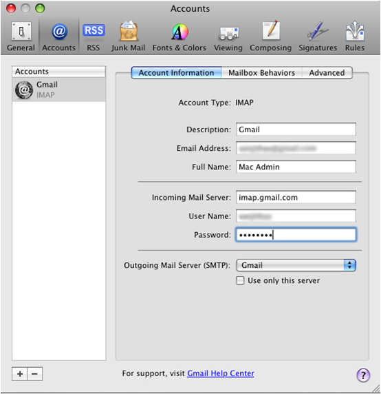 what ssl port for gmail on mac